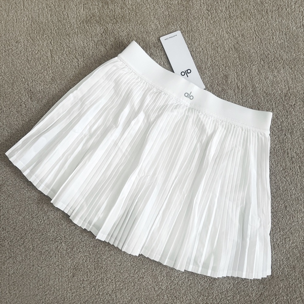 NWT ALO Yoga White Pleated Tennis Skirt L